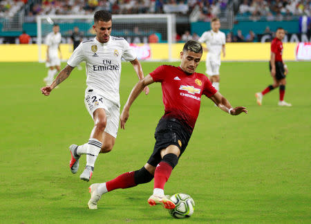 FILE PHOTO: Soccer Football - International Champions Cup - Manchester United v Real Madrid - Hard Rock Stadium, Miami, USA - July 31, 2018 Manchester United's Andreas Pereira in action REUTERS/Andrew Innerarity