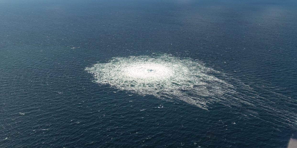 Danish military video of bubbles in Baltic Sea where Nord Stream pipeline leaked.