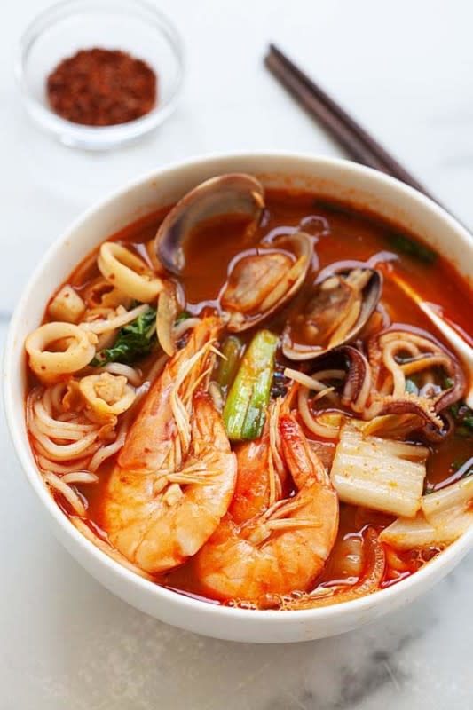 <p>Rasa Malaysia</p><p>A popular spicy Korean seafood noodle soup.</p><p><strong>Get the recipe:</strong> <a href="https://rasamalaysia.com/jjamppong-korean-seafood-noodle-soup/" rel="nofollow noopener" target="_blank" data-ylk="slk:Korean Seafood Noodle Soup;elm:context_link;itc:0;sec:content-canvas" class="link ">Korean Seafood Noodle Soup</a></p>