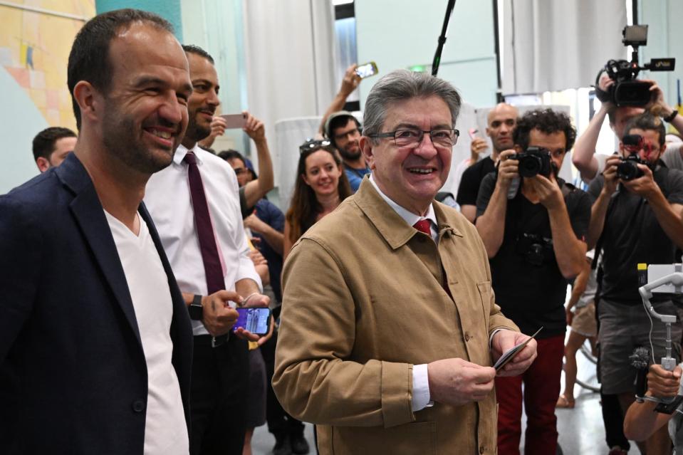 Manuel Bompard et Jean-Luc Mélenchon (Nupes) - AFP