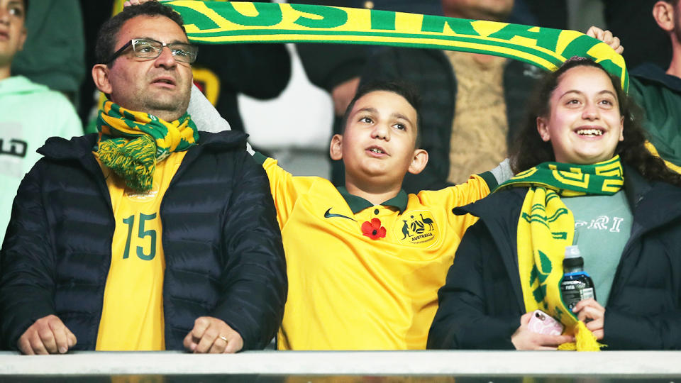 Socceroos fans, pictured here during Australia's draw with Saudi Arabia.