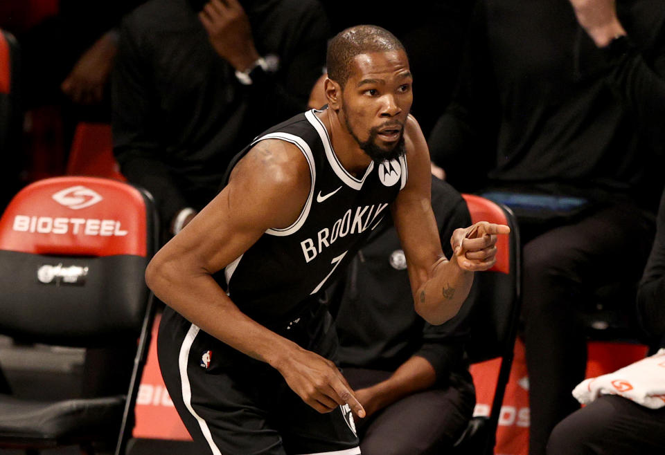 Kevin Durant is back in the All-Star Game after last year's injury absence. (Elsa/Getty Images)