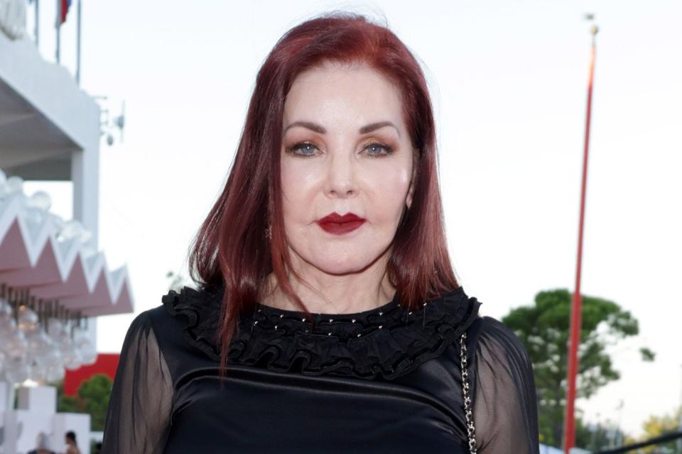 <p>Pascal Le Segretain/Getty </p> Priscilla Presley attends a red carpet for the movie "Priscilla" at the 80th Venice International Film Festival on September 04, 2023 in Venice, Italy