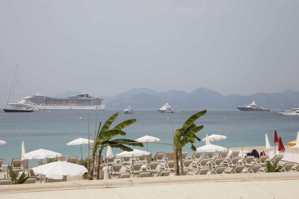 FILE - This May 7, 2018 file photo shows a view of the sea from the Croisette at the 71st international film festival, Cannes, southern France. This year's Cannes Film Festival will be held July 6-17 — two months later than its usual May perch. (Photo by Vianney Le Caer/Invision/AP, File)