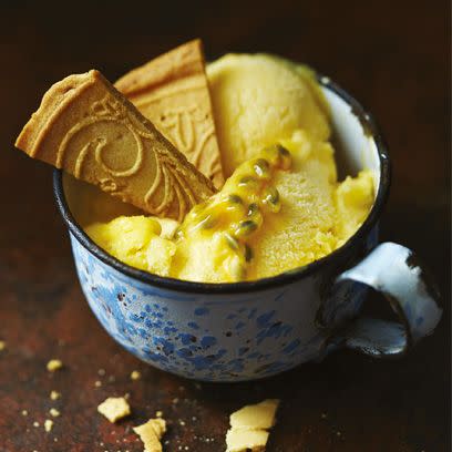 <p>Sorbet makes such a refreshing dessert and this tropical flavoured recipe is simply delicious. Serve as a stand alone dessert with just a little scattering of extra pomegranate seeds or accompany with a little slice of rich chocolate cake or a shortbread biscuit.</p><h4><a class="link " href="https://www.redonline.co.uk/food/recipes/mango-and-passion-fruit-sorbet" rel="nofollow noopener" target="_blank" data-ylk="slk:Mango and passion fruit sorbet recipe">Mango and passion fruit sorbet recipe</a></h4>