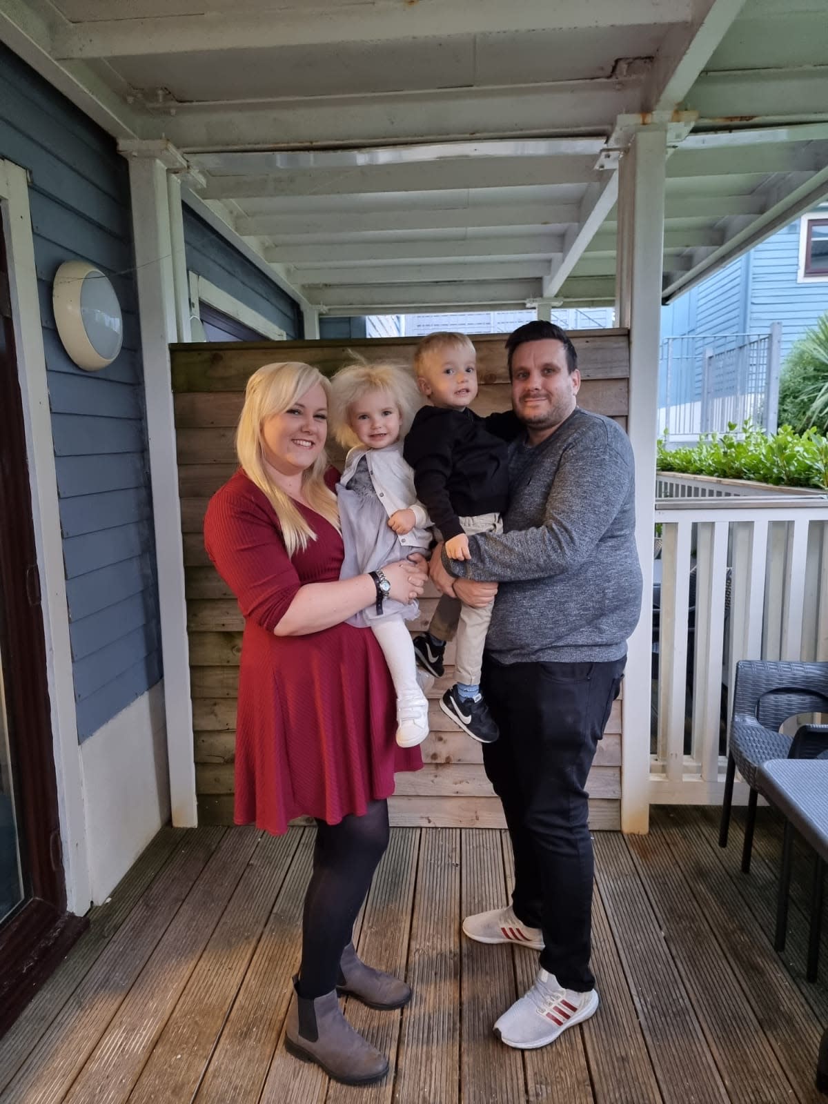 Layla pictured with dad Kevin, mum Charlotte, and brother Freddie. (Charlotte Davis/SWNS)