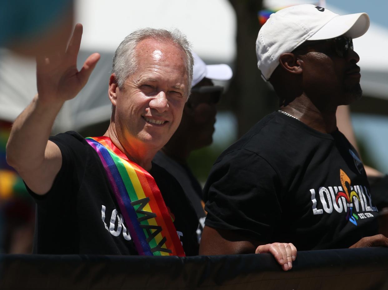 Mayor Greg Fischer walked in the Kentuckiana Pride Parade.June 18, 2022