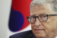 Microsoft Corp co-founder Bill Gates attends a meeting with South Korea's National Assembly Speaker Kim Jin-pyo at the National Assembly in Seoul, South Korea, Tuesday, Aug. 16, 2022. (Kim Hong-ji/Pool Photo via AP)