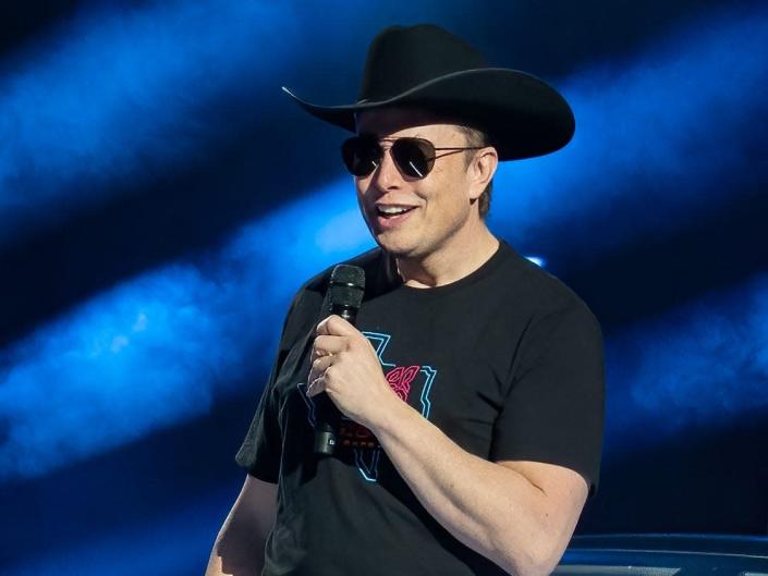 Tesla CEO Elon Musk at the company's Cyber Rodeo event in Austin, Texas.