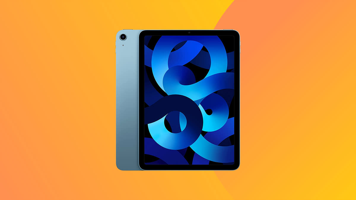  The 2022 iPad on an orange background. . 