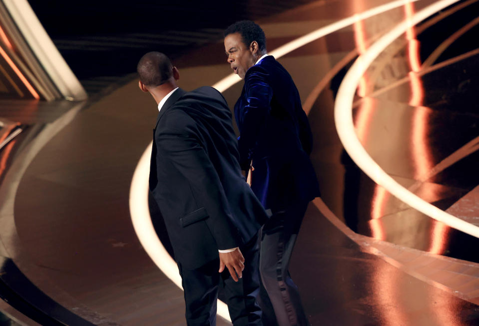 Will Smith slaps Chris Rock at the 94th Academy Awards - Credit: Christopher Polk for Variety