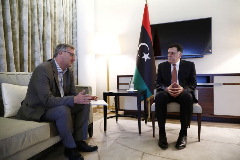 Fayez Mustafa al-Sarraj, Libya's internationally recognised Prime Minister, is pictured during an interview, in Berlin