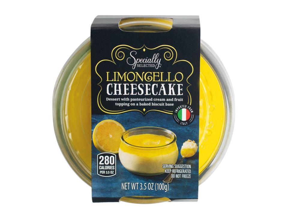 A container of Specially Selected limoncello-cheesecake dessert.