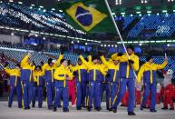 <p>Edson Bindilatti carries the flag of Brazil during the opening ceremony of the 2018 Winter Olympics in Pyeongchang, South Korea, Friday, Feb. 9, 2018. (AP Photo/Jae C. Hong) </p>
