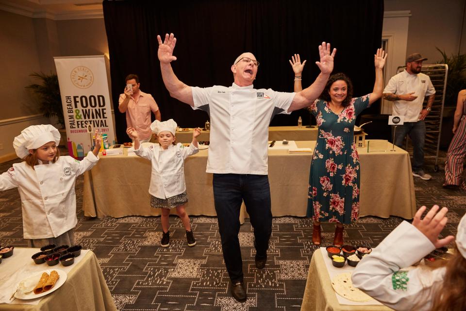 Food Network celebrity chef Robert Irvine conducts a "Kids Kitchen" class during a previous Palm Beach Food and Wine Festival.