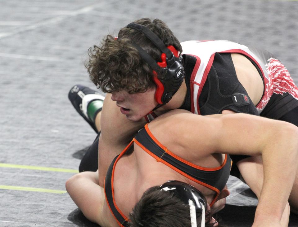 White Pigeon's Caleb Lane finished seventh at the state wrestling finals at Ford Field this past weekend.