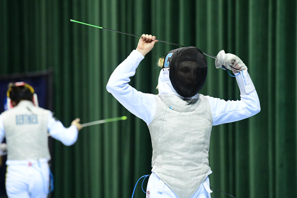 The Columbia fencing team's confrontation of President Donald Trump did not go as planned. (Photo by Jason Miller/NCAA Photos via Getty Images)