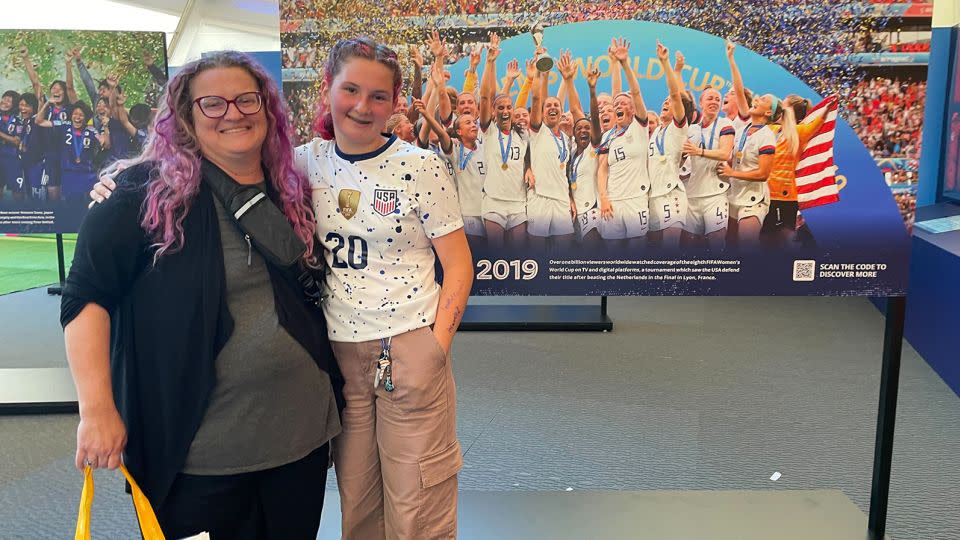 This year is the second World Cup for 14-year-old Elanor, pictured here with her mom.  - Tara Subramaniam/CNN