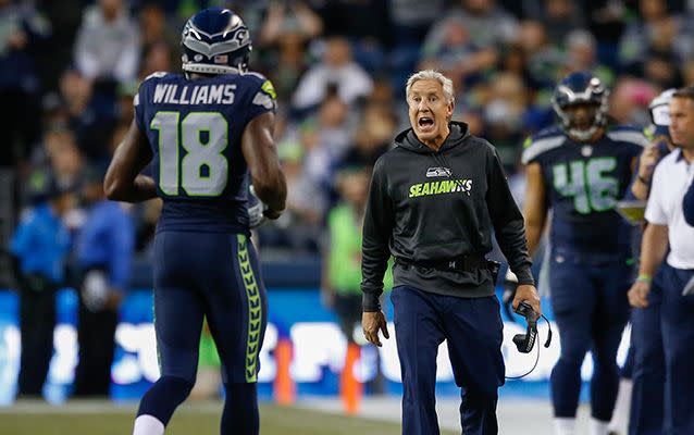 Seattle coach Pete Carroll must have replayed the ending to Super Bowl 49 over and over in his head.Source: Getty.