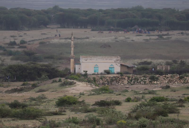 A general view shows a mosque located in the outskirts of Sariir in Somali Region