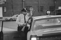 <p>An unidentified police officer stands at the scene after the assassination of civil rights leader Dr. Martin Luther King Jr., at the Lorraine Motel, Memphis, Tenn., April 4, 1968. (Photo: Joseph Louw/The LIFE Images Collection/Getty Images) </p>