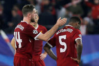 Soccer Football - Champions League - Sevilla vs Liverpool - Ramon Sanchez Pizjuan, Seville, Spain - November 21, 2017 Liverpool's Georginio Wijnaldum and Jordan Henderson look dejected at the end of the match REUTERS/Jon Nazca