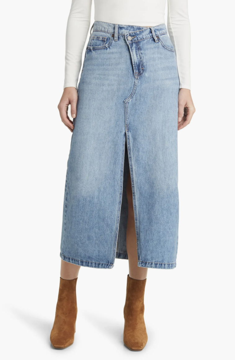 the light wash denim skirt