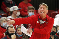 North Carolina State head coach Wes Moore instructs his team from the sidelines during the first half of an NCAA college basketball game against Duke, Sunday, Jan. 16, 2022, in Raleigh, N.C. (AP Photo/Karl B. DeBlaker)