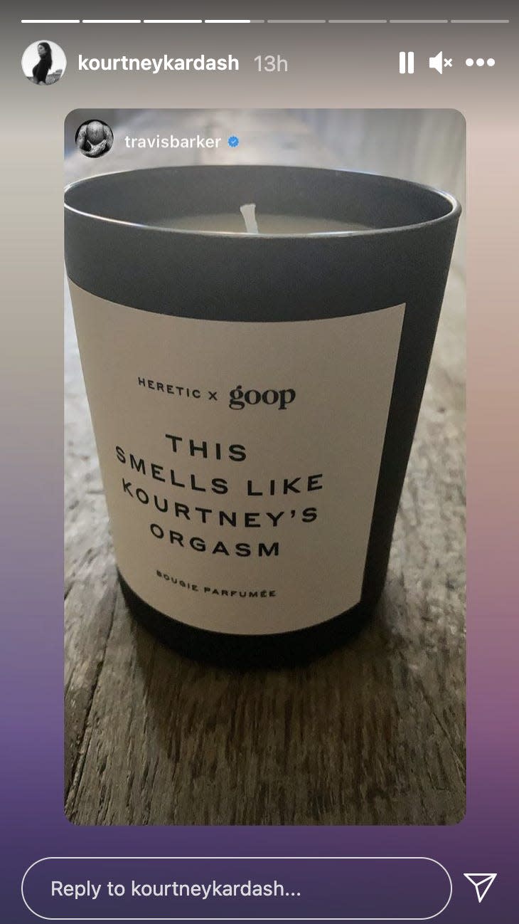 kourtney kardashian:travis barker candle