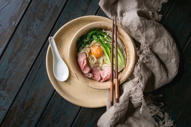 The meat in this bowl of udon is so pink because it was cooked sous vide. (Photo: REDA&CO via Getty Images)