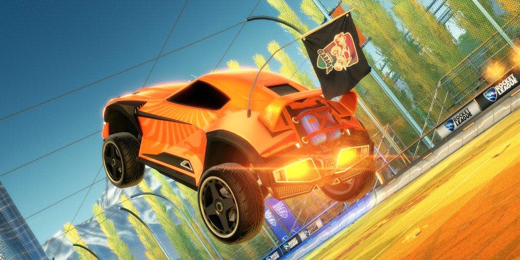  A Rocket League Garage flag on a car in Rocket League. 