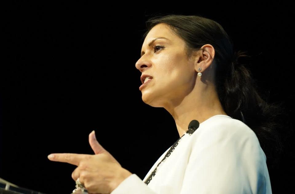 Home Secretary Priti Patel speaking at the annual conference of the Police Federation of England and Wales at the Central Convention Complex in Manchester. Picture date: Tuesday May 17, 2022. (Danny Lawson/PA) (PA Wire)