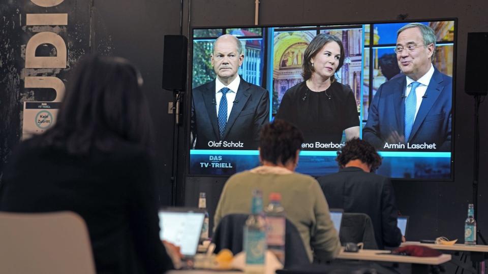 Eine Woche vor der Bundestagswahl stellen sich Scholz, Baerbock und Laschet einem dritten TV-Triell.