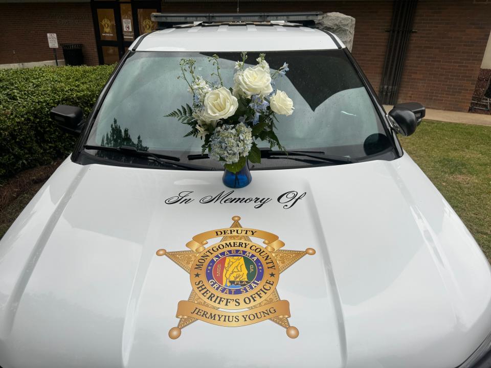 A Montgomery County Sheriff's Office vehicle will be set up in front of the headquarters building to act as a memorial to Deputy Jermyius Young.