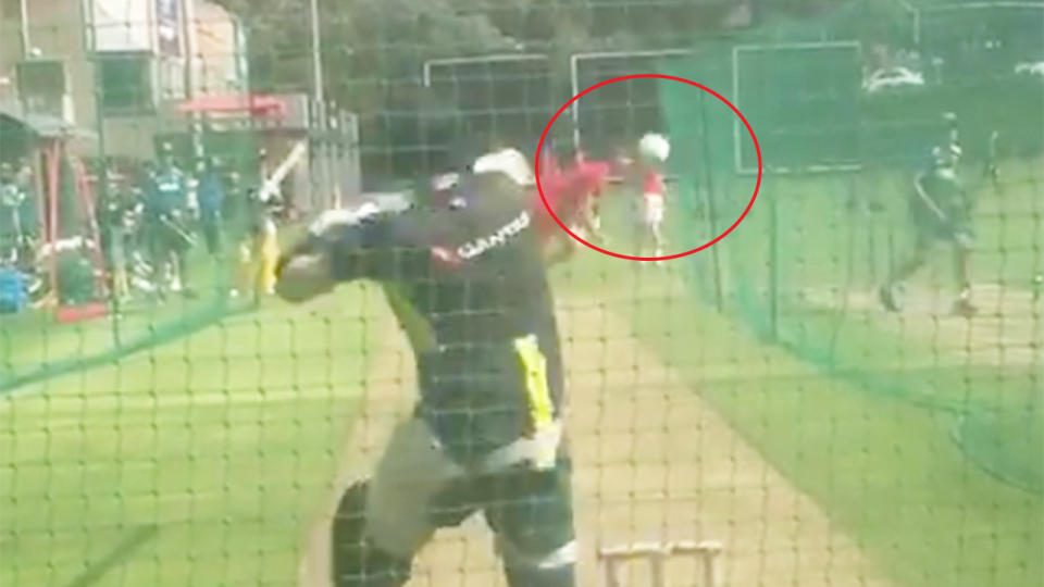 Steve Smith missed a shot at a bouncer from a schoolboy.