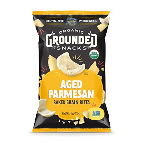 Lundberg Family Farms Grounded Snacks, Baked Grain Bites, Aged Parmesan, 4 Ounce (Pack of 12)