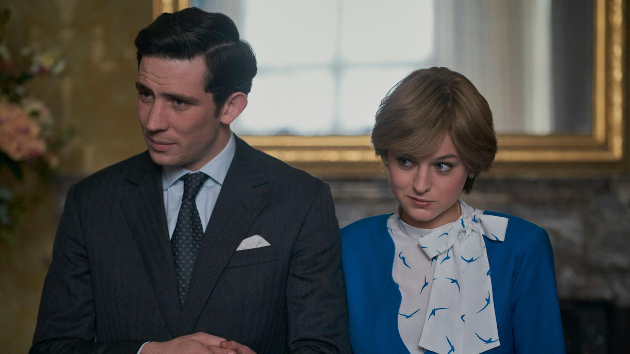 Josh O'Connor and Emma Corrin portray Prince Charles and Princess Diana in 'The Crown'. (Netflix/Des Willie)