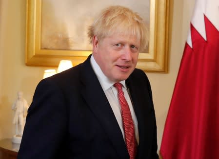 Britain's Prime Minister Boris Johnson meets with Qatar's Emir Sheikh Tamim bin Hamad Al Thani in London