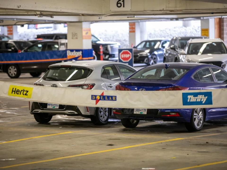 Car rentals are pictured at YVR international airport in Richmond, B.C. on May 4, 2022. (Ben Nelms/CBC - image credit)