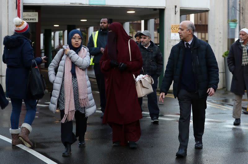 People leave the London Central Mosque in London