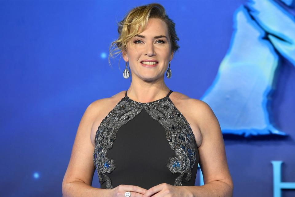 Kate Winslet attends the "Avatar: The Way of Water" world premiere at the Odeon Luxe Leicester Square on December 06, 2022 in London, England.