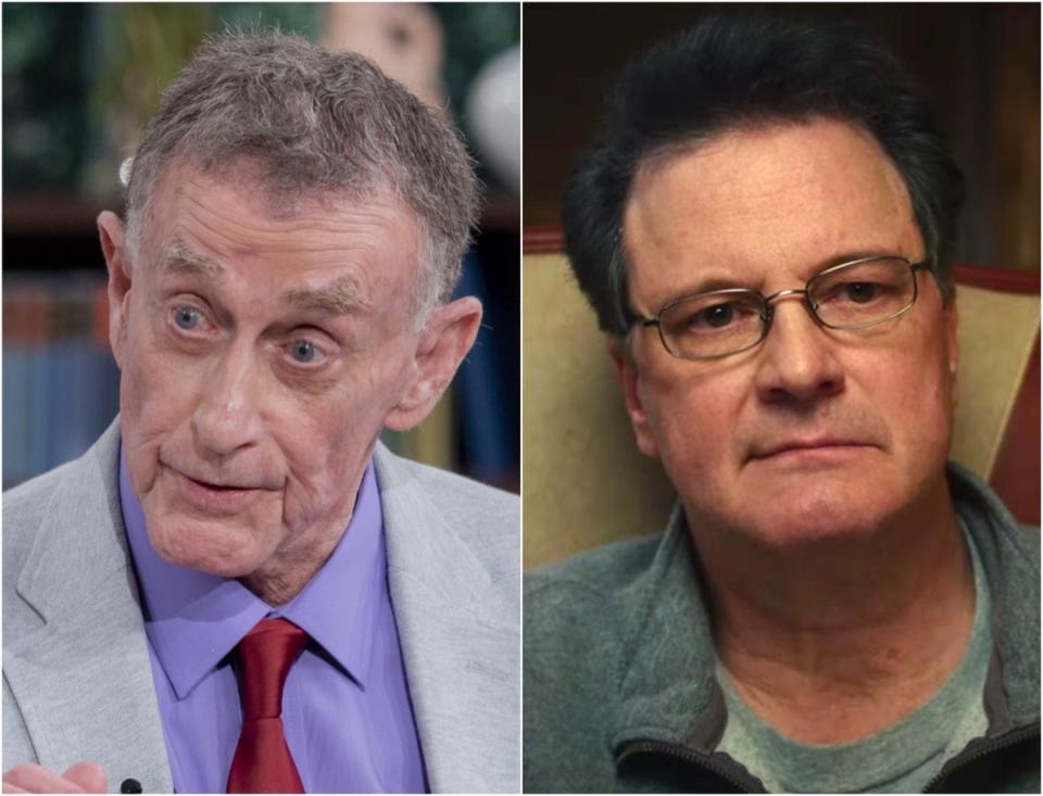 Michael Peterson (left) and Colin Firth, who plays Peterson in HBO’s ‘The Staircase’ (S Meddle/ITV/Shutterstock/HBO)