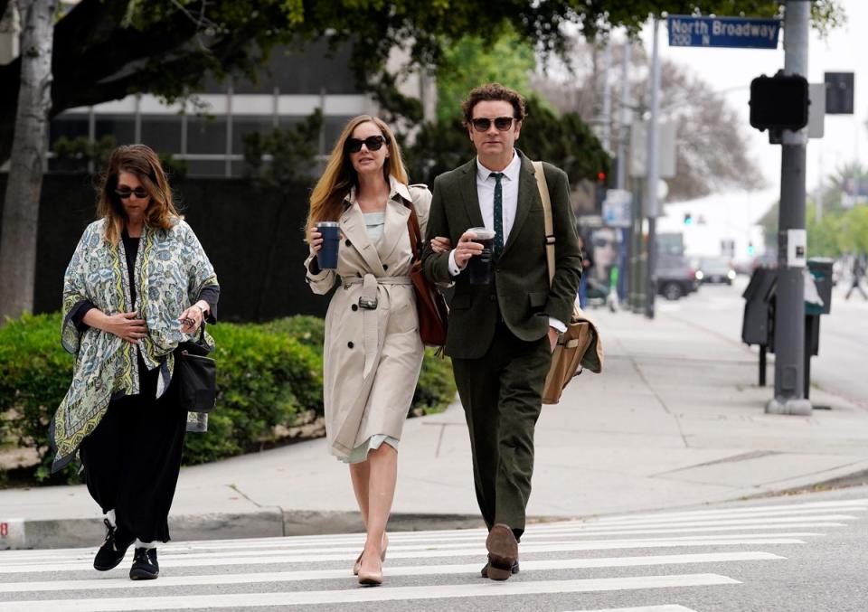 Danny Masterson and his wife Bijou Phillips arrive for closing arguments in his second trial, Tuesday, May 16, 2023, in Los Angeles (Invision)