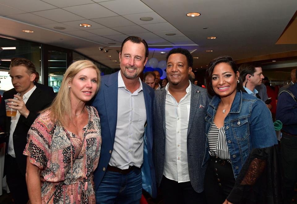 BOSTON, MA - JUNE 29:  Tim Wakefield Stacey Stover and Pedro and Carolina Martinez atend the Pedro Martinez Charity Feast With 45 at Fenway Park on June 29, 2018 in Boston, Massachusetts.  (Photo by Paul Marotta/Getty Images for Pedro Martinez Charity)