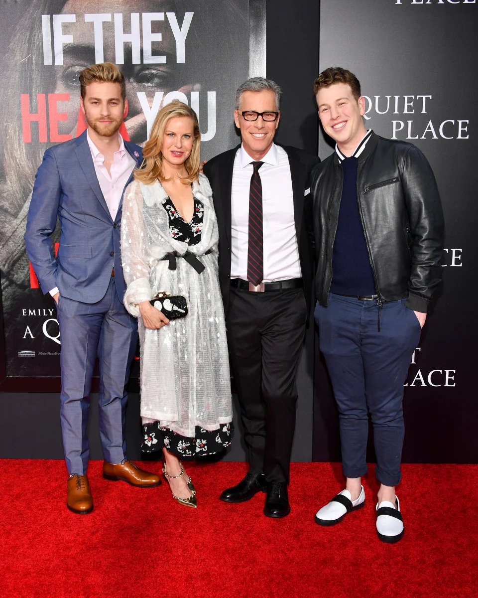 The Fuller Family (Cameron, Alexandra, Brad and Pax) on the red carpet premiere of A Quiet Place.