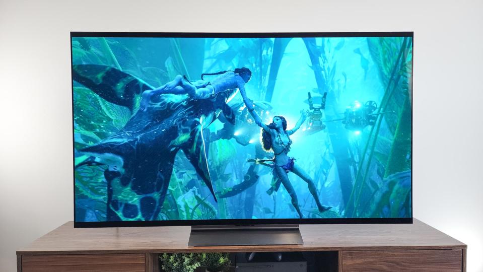 LG C4 OLED TV shown in a living room