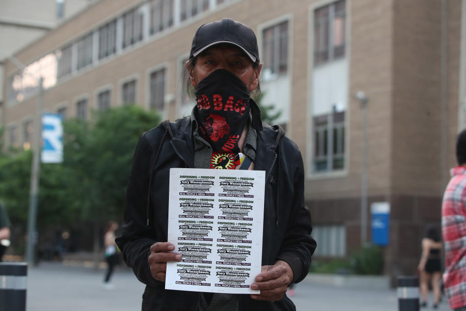 <p>Protesters calling for the investigation of first Nations children that died in residential schools have pulled down the statue of Egerton Ryerson on the Ryerson University campus. (Steve Russell/Toronto Star via Getty Images)</p> 