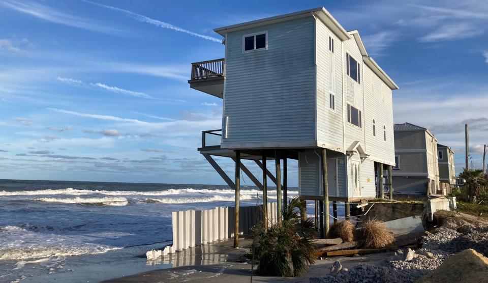 Eroding sands had vanished from beneath this Vilano Beach home in October, after remnants of Hurricane Ian had whipped St. Johns County's shoreline.