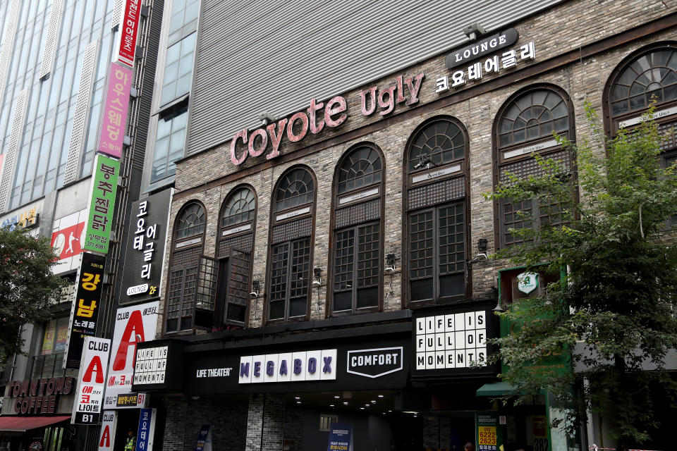 An exterior view of the nightclub Coyote Ugly on July 27, 2019 in Gwangju, South Korea. Two people were killed with at least ten injured including some athletes when an internal balcony collapsed in the nightclub.  (Photo by Justin Heiman/Getty Images)