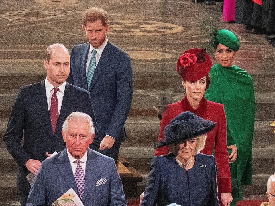 Queen Elizabeth II, Prince Charles, Prince of Wales and Camilla, Duchess of Cornwall, Prince William, Duke of Cambridge, Catherine, Duchess of Cambridge, Prince Harry, Duke of Sussex and Meghan, Duchess of Sussex attend the Commonwealth Day Service 2020 on March 9, 2020 in London, England.
